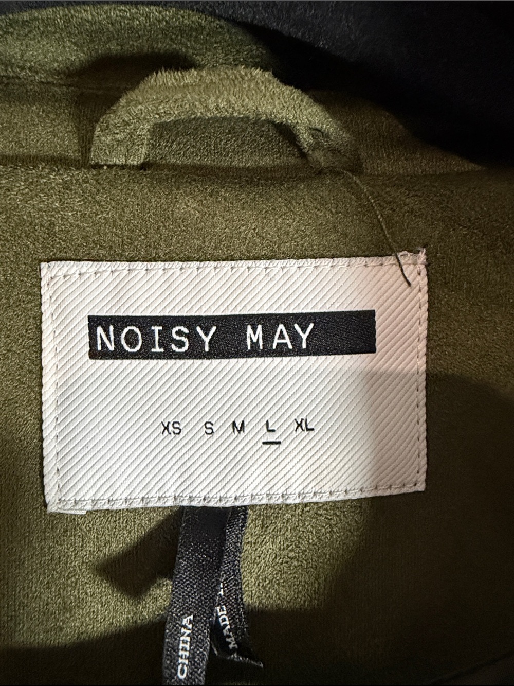 Noisy May Olive Green Suede Moto Jacket - Picture 2 of 7